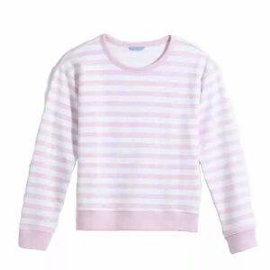 Draper James Kelsea Size Large Pink Awning Stripe Sweatshirt